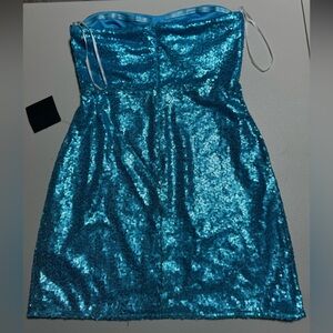 NWT Lulu’s Teal Glitter Mini Dress, Size Medium